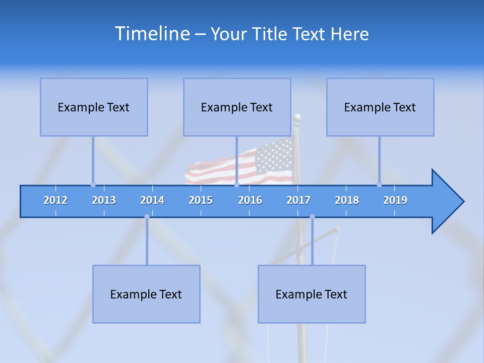 American Flag Behind A Chain Link Fence. PowerPoint Template
