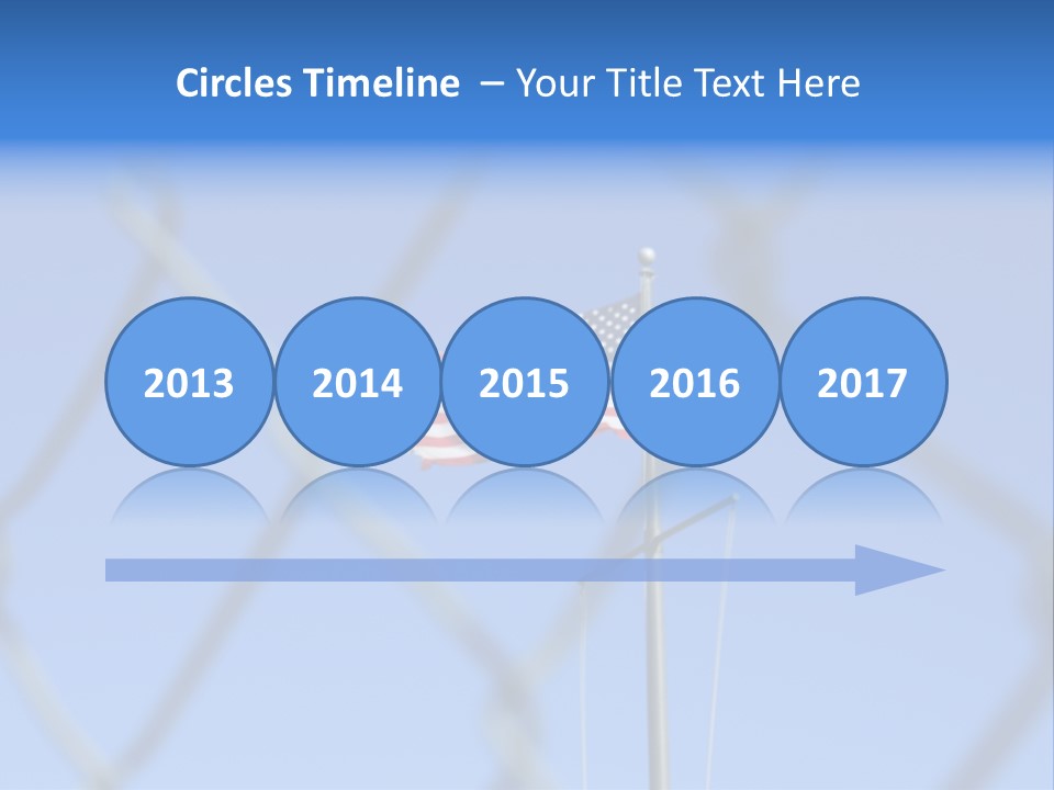 American Flag Behind A Chain Link Fence. PowerPoint Template