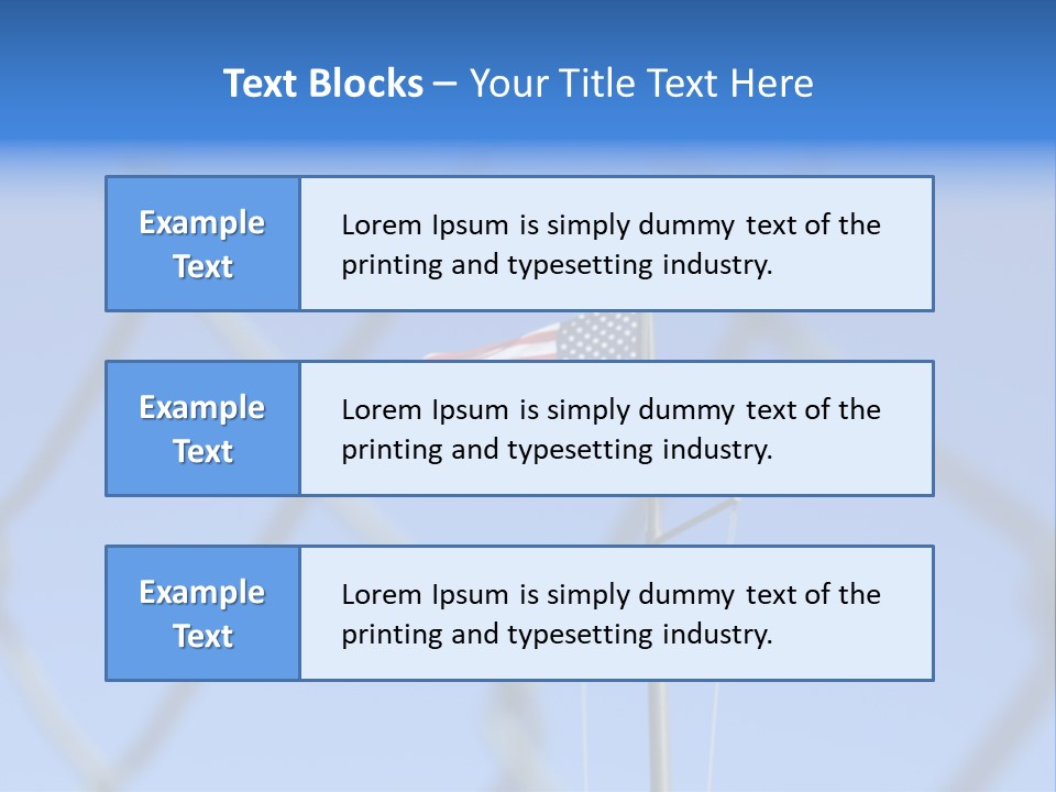 American Flag Behind A Chain Link Fence. PowerPoint Template