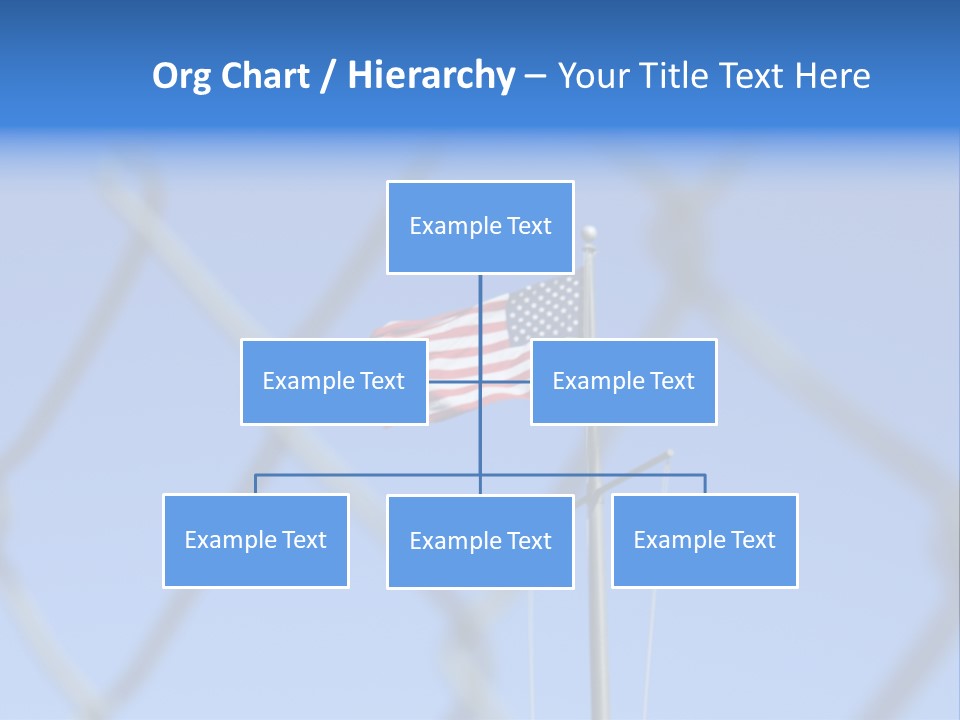 American Flag Behind A Chain Link Fence. PowerPoint Template