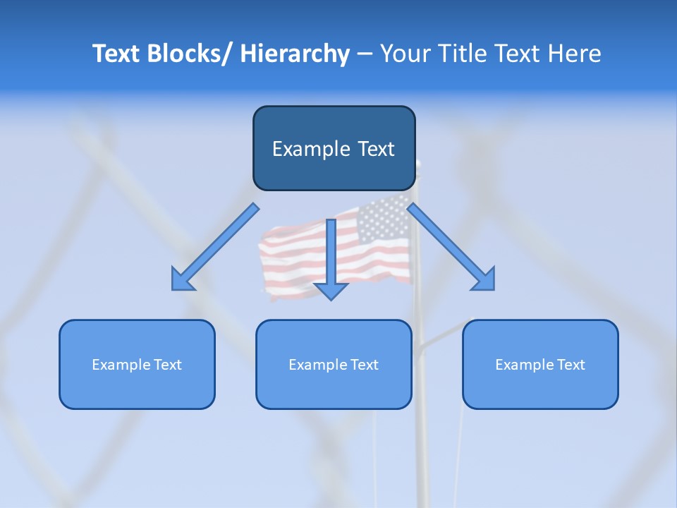 American Flag Behind A Chain Link Fence. PowerPoint Template