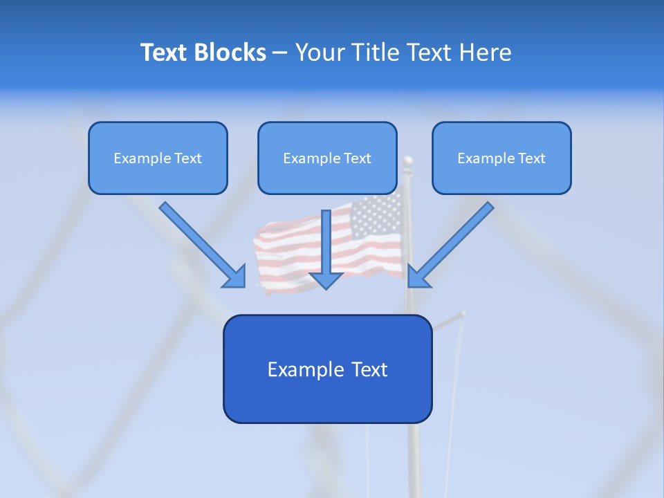 American Flag Behind A Chain Link Fence. PowerPoint Template