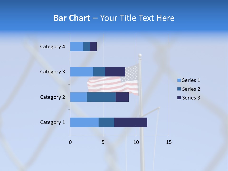 American Flag Behind A Chain Link Fence. PowerPoint Template