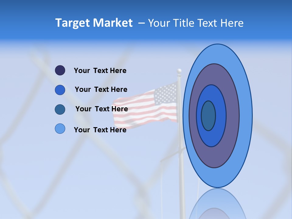 American Flag Behind A Chain Link Fence. PowerPoint Template