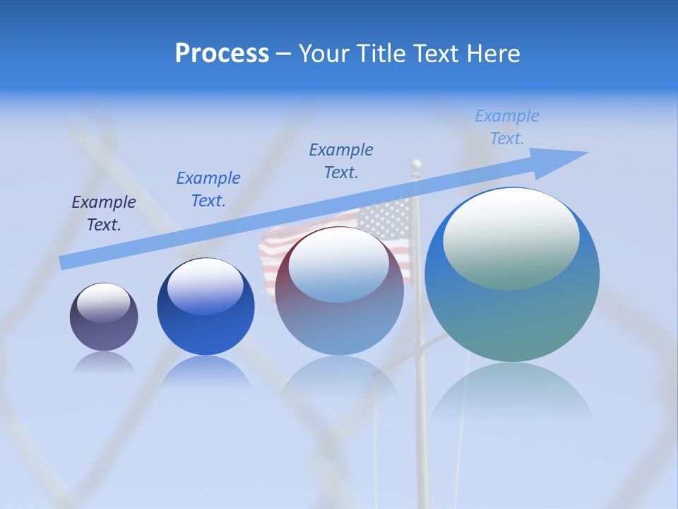 American Flag Behind A Chain Link Fence. PowerPoint Template