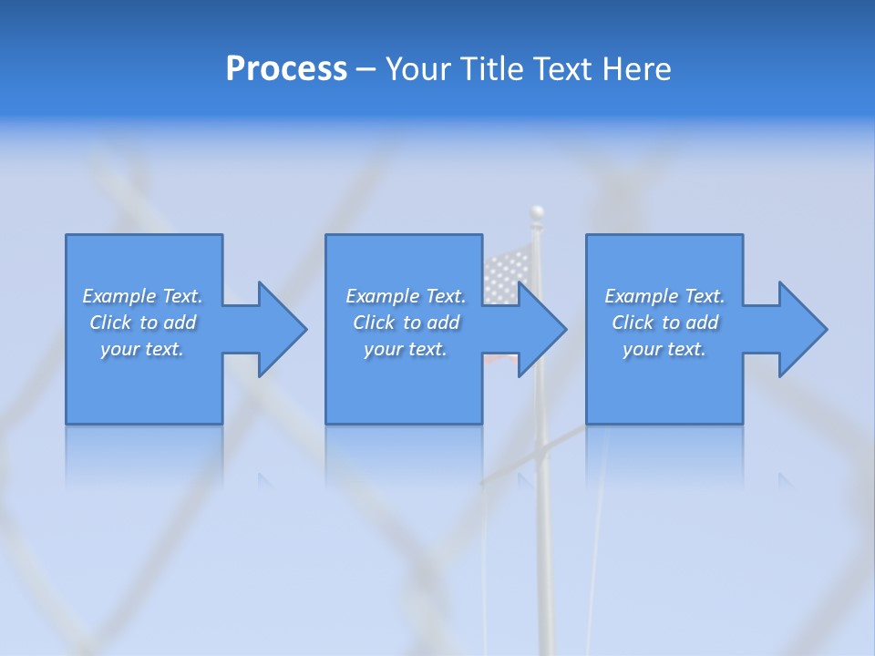 American Flag Behind A Chain Link Fence. PowerPoint Template