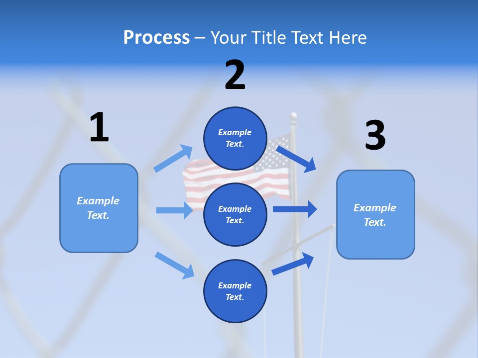 American Flag Behind A Chain Link Fence. PowerPoint Template