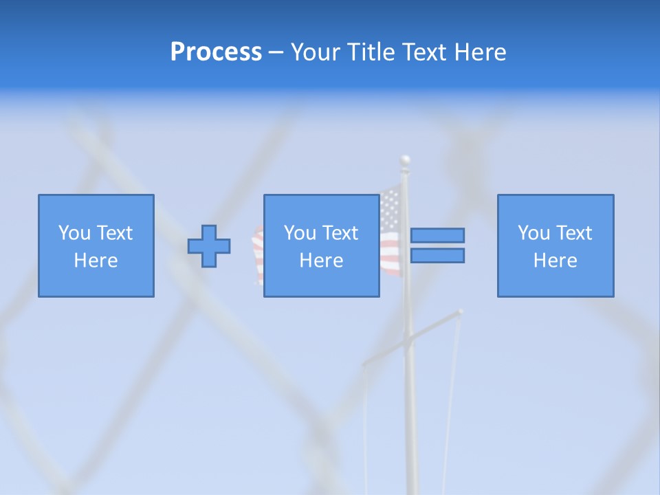 American Flag Behind A Chain Link Fence. PowerPoint Template