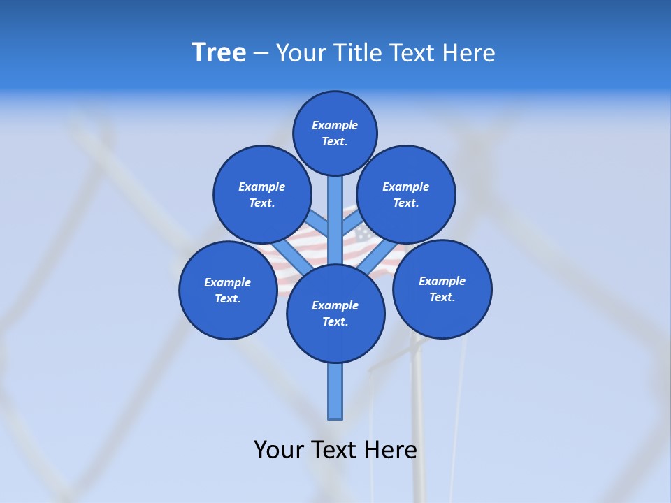American Flag Behind A Chain Link Fence. PowerPoint Template