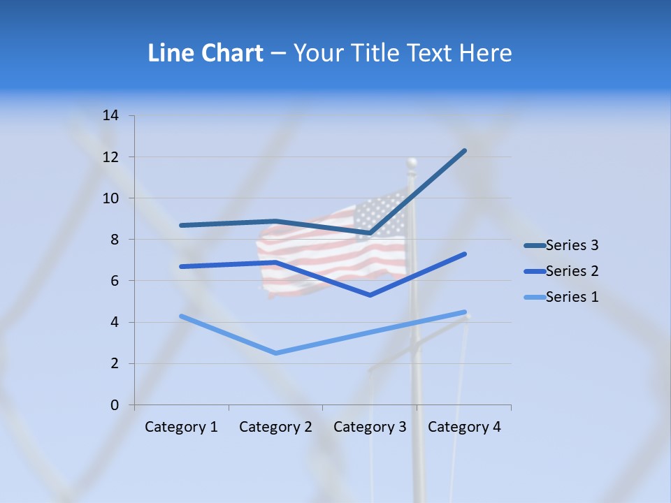 American Flag Behind A Chain Link Fence. PowerPoint Template
