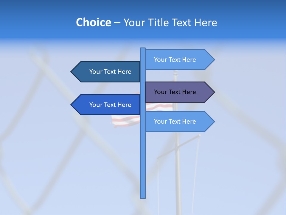 American Flag Behind A Chain Link Fence. PowerPoint Template