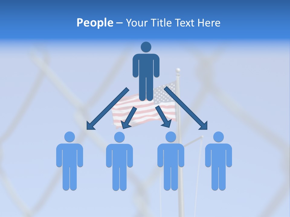 American Flag Behind A Chain Link Fence. PowerPoint Template