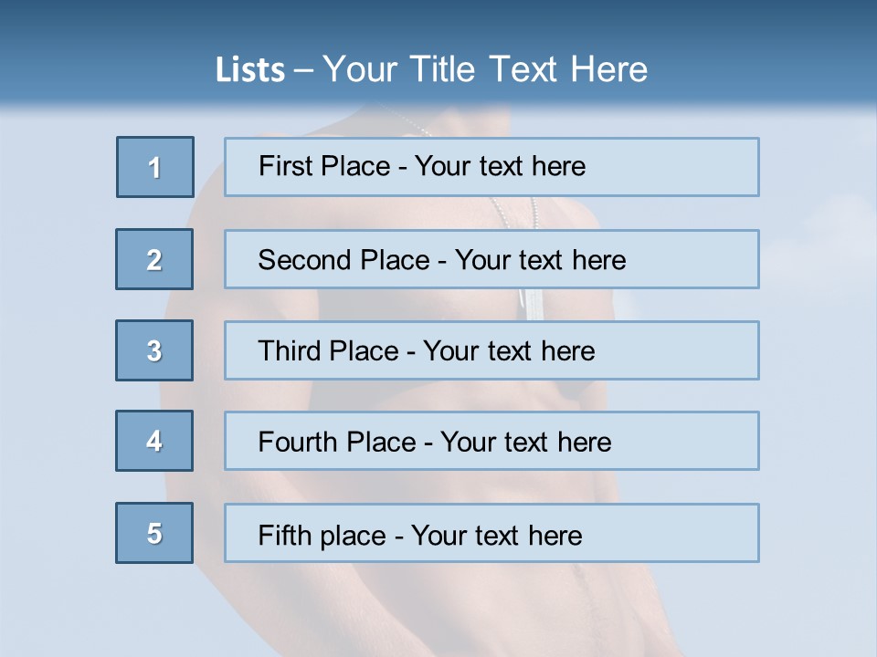 A Man With No Shirt Standing In Front Of A Blue Sky PowerPoint Template
