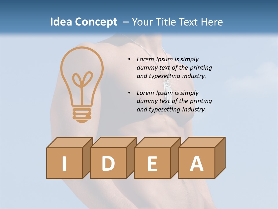 A Man With No Shirt Standing In Front Of A Blue Sky PowerPoint Template