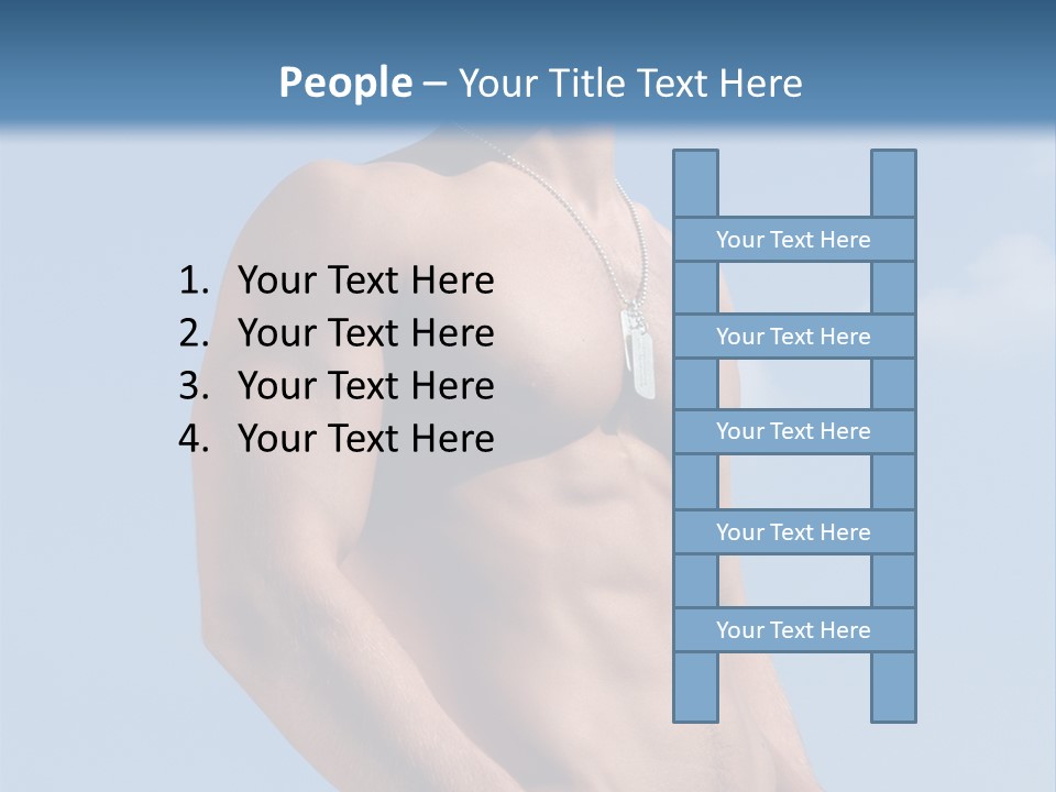 A Man With No Shirt Standing In Front Of A Blue Sky PowerPoint Template