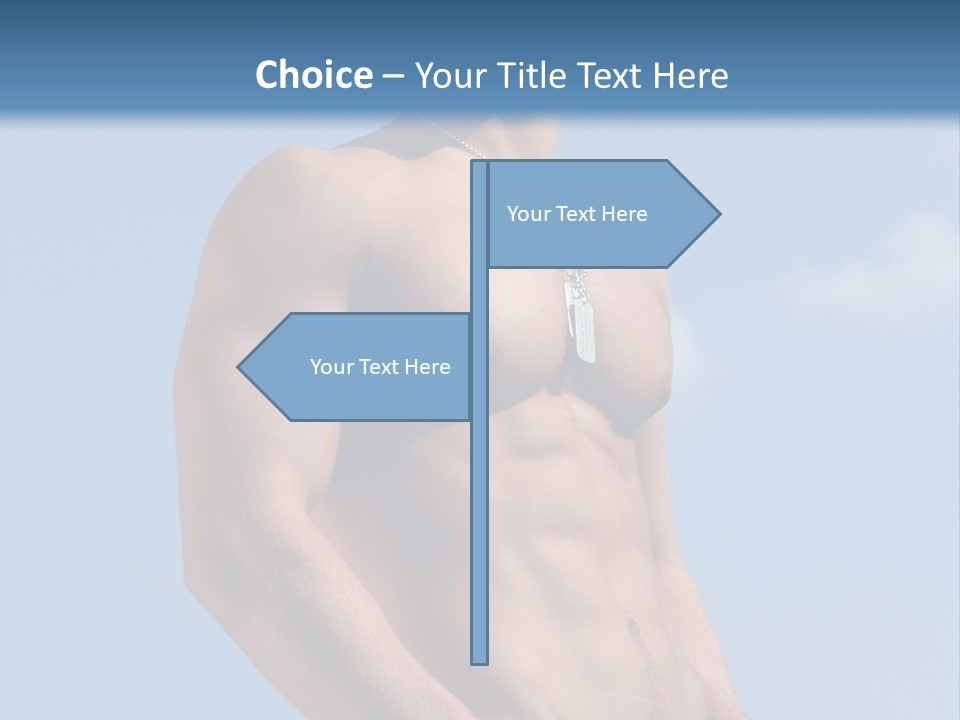 A Man With No Shirt Standing In Front Of A Blue Sky PowerPoint Template