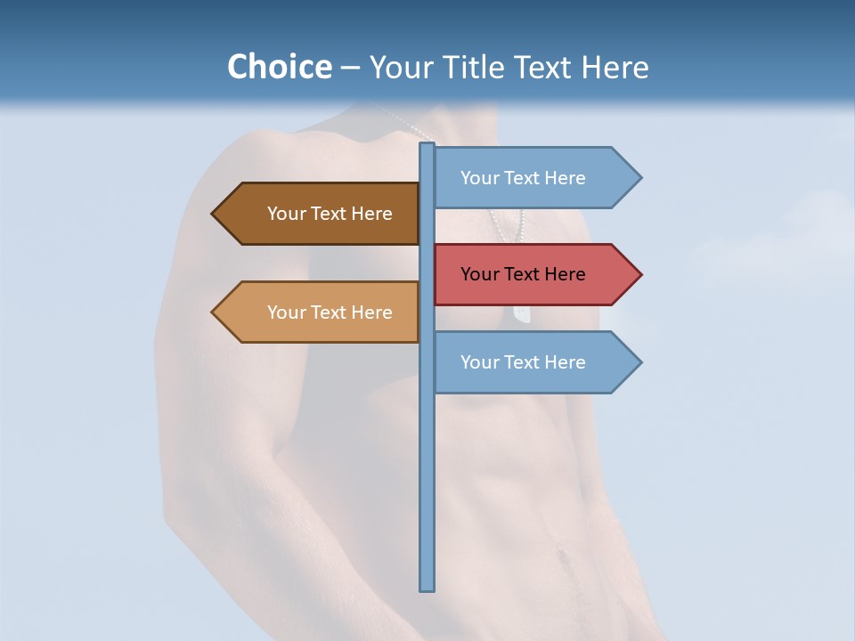 A Man With No Shirt Standing In Front Of A Blue Sky PowerPoint Template