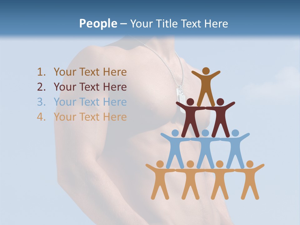 A Man With No Shirt Standing In Front Of A Blue Sky PowerPoint Template