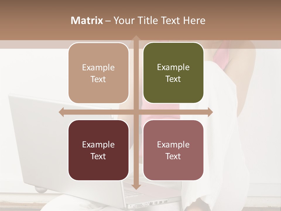 A Pretty Young Woman Sitting On Wooden Floor With Laptop And Mobile Phone PowerPoint Template