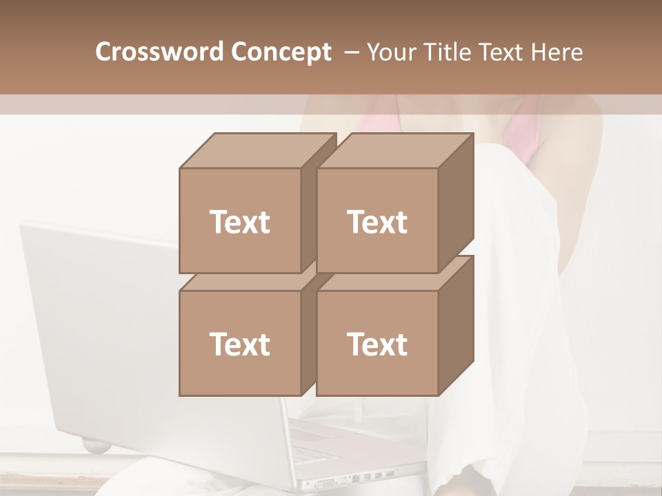 A Pretty Young Woman Sitting On Wooden Floor With Laptop And Mobile Phone PowerPoint Template