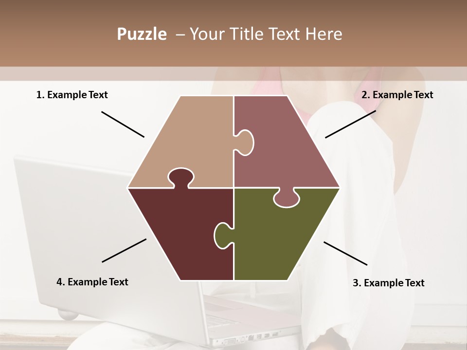 A Pretty Young Woman Sitting On Wooden Floor With Laptop And Mobile Phone PowerPoint Template