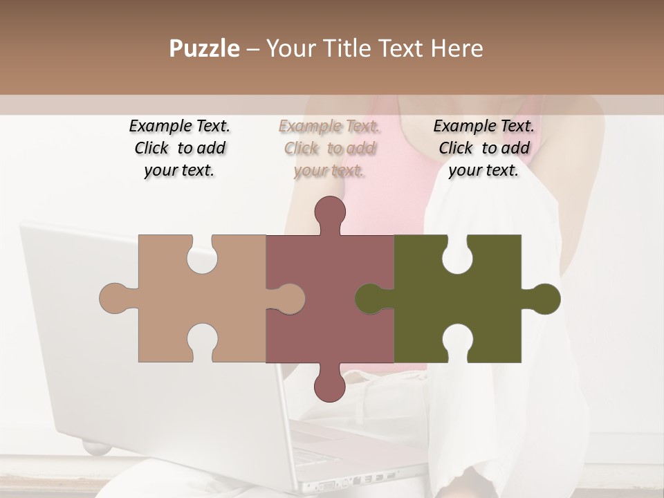 A Pretty Young Woman Sitting On Wooden Floor With Laptop And Mobile Phone PowerPoint Template