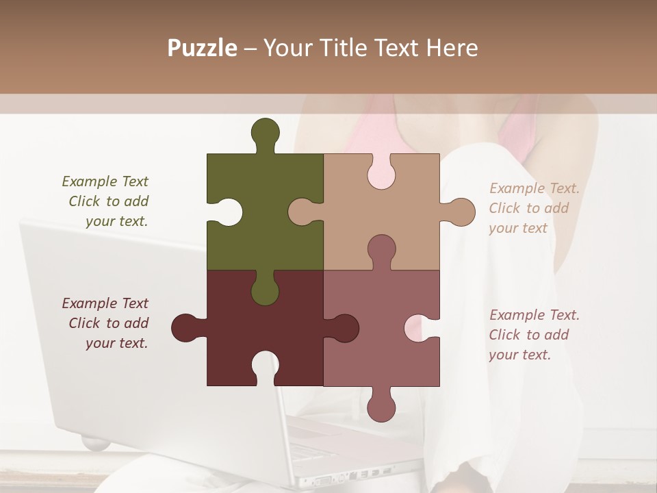 A Pretty Young Woman Sitting On Wooden Floor With Laptop And Mobile Phone PowerPoint Template