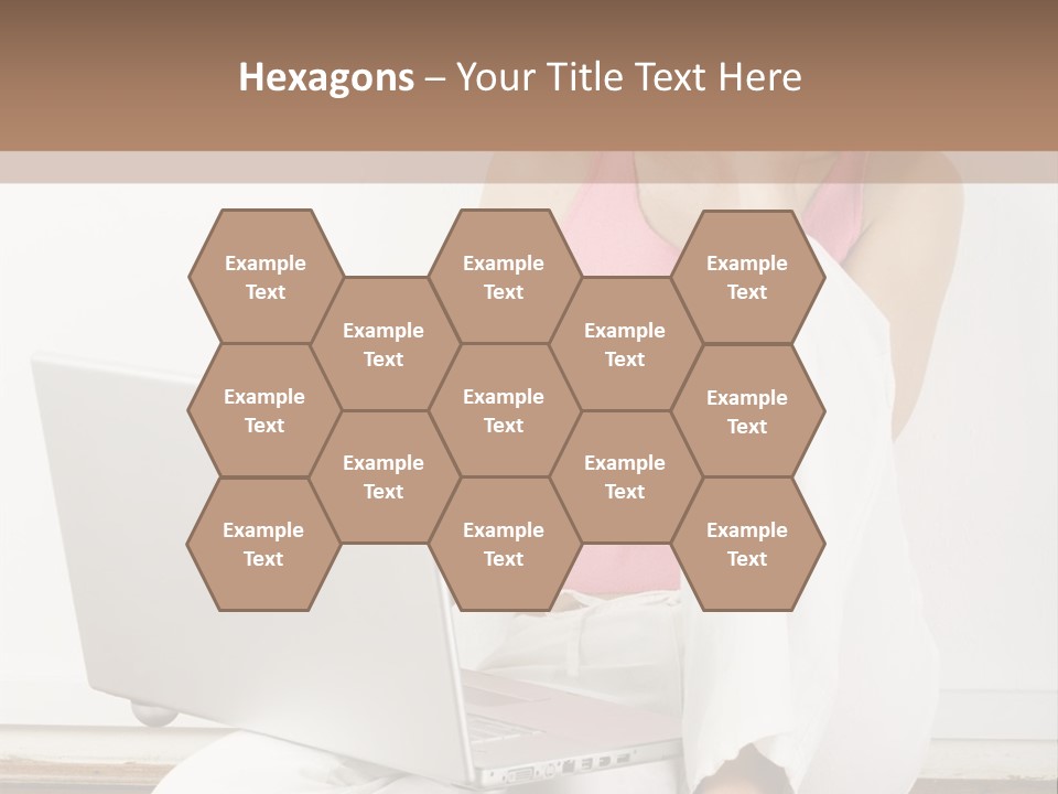 A Pretty Young Woman Sitting On Wooden Floor With Laptop And Mobile Phone PowerPoint Template