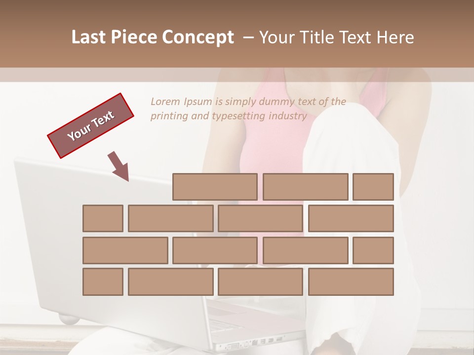 A Pretty Young Woman Sitting On Wooden Floor With Laptop And Mobile Phone PowerPoint Template