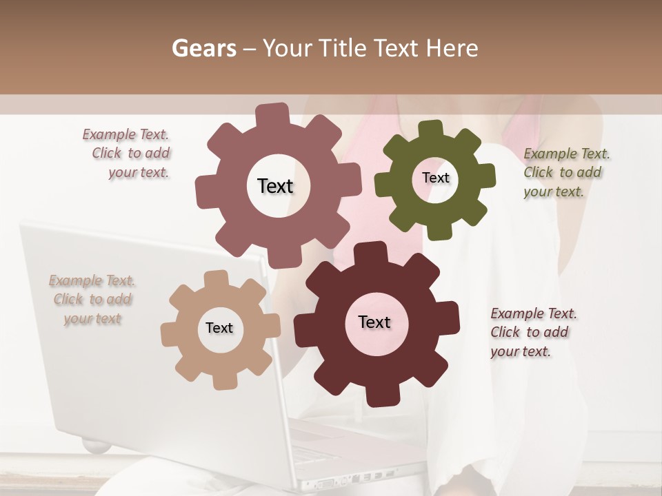 A Pretty Young Woman Sitting On Wooden Floor With Laptop And Mobile Phone PowerPoint Template