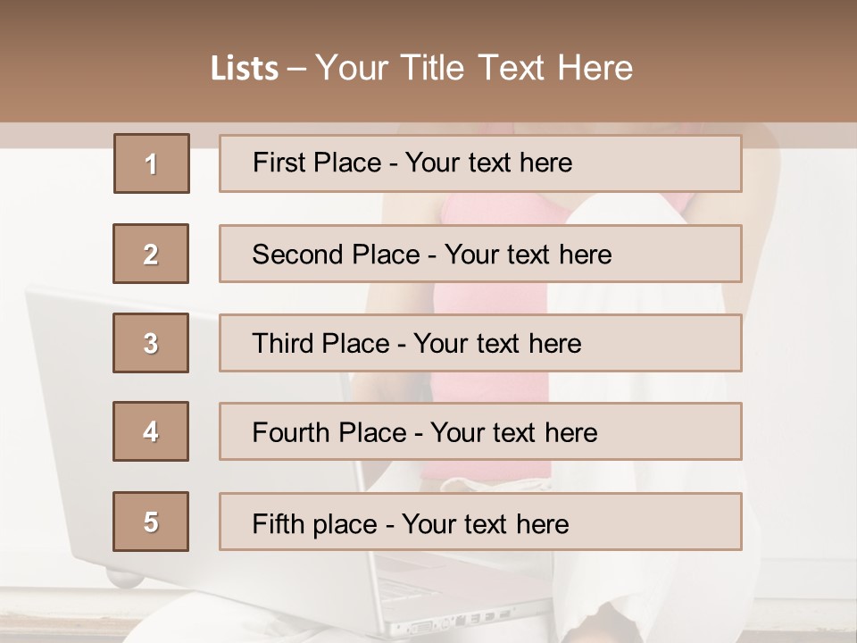 A Pretty Young Woman Sitting On Wooden Floor With Laptop And Mobile Phone PowerPoint Template