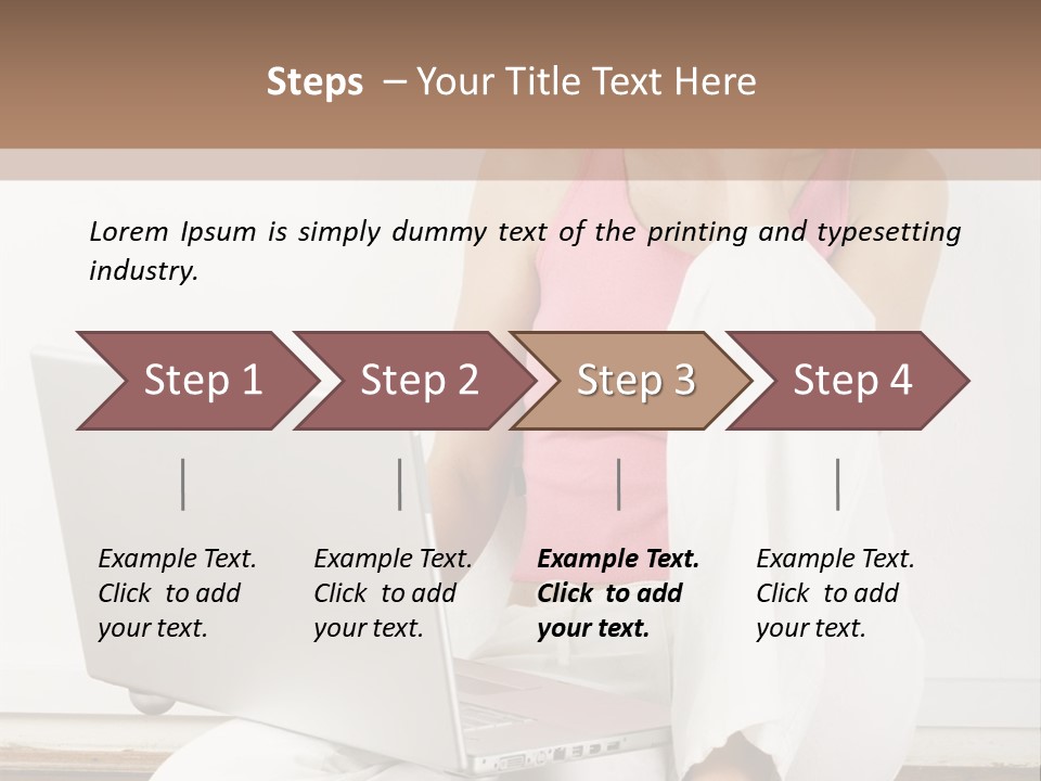 A Pretty Young Woman Sitting On Wooden Floor With Laptop And Mobile Phone PowerPoint Template