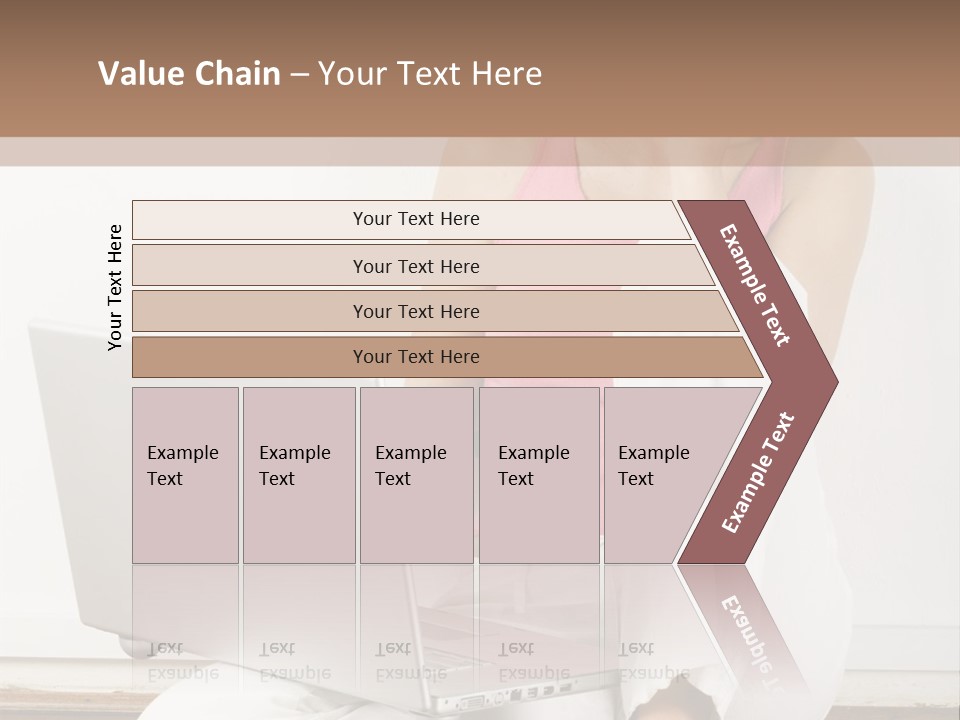 A Pretty Young Woman Sitting On Wooden Floor With Laptop And Mobile Phone PowerPoint Template