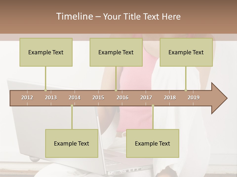 A Pretty Young Woman Sitting On Wooden Floor With Laptop And Mobile Phone PowerPoint Template