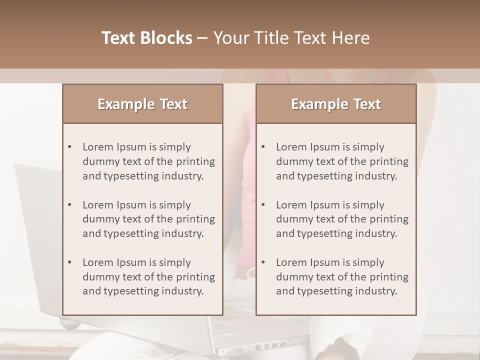 A Pretty Young Woman Sitting On Wooden Floor With Laptop And Mobile Phone PowerPoint Template