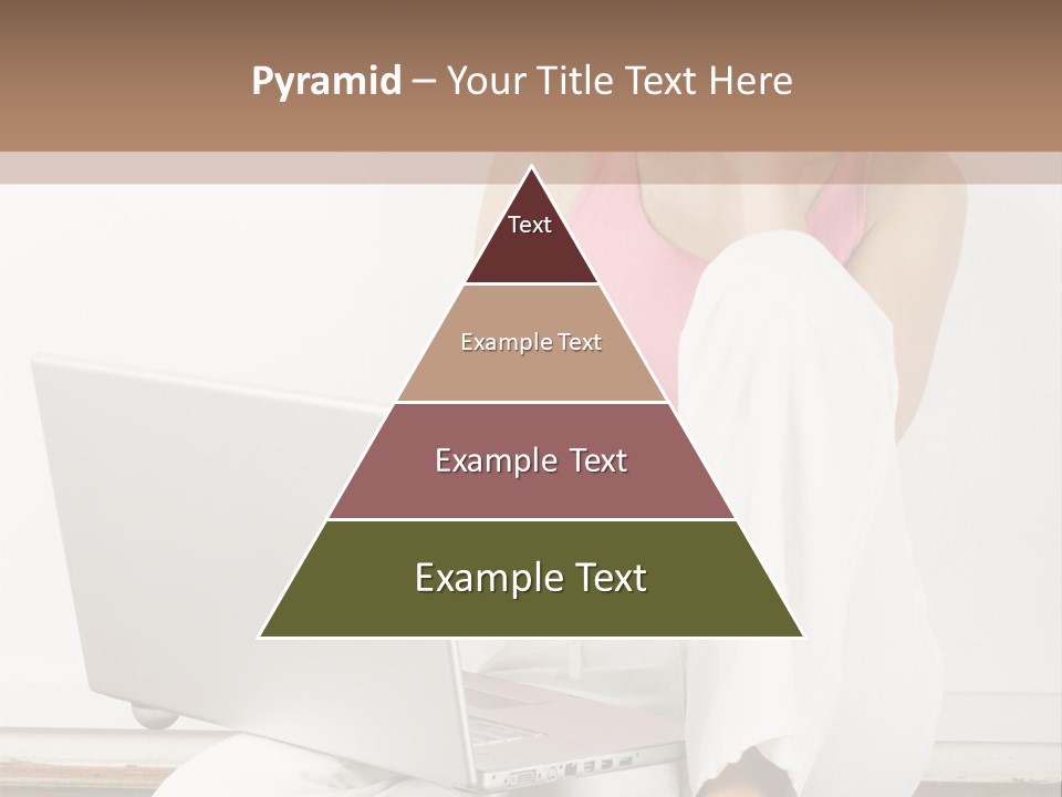 A Pretty Young Woman Sitting On Wooden Floor With Laptop And Mobile Phone PowerPoint Template