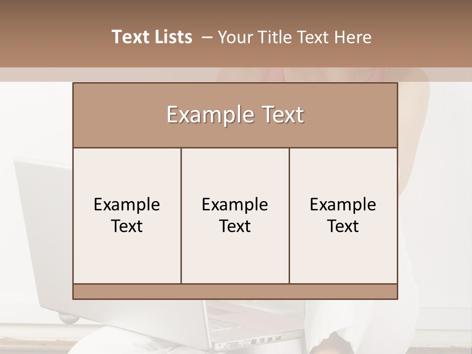 A Pretty Young Woman Sitting On Wooden Floor With Laptop And Mobile Phone PowerPoint Template