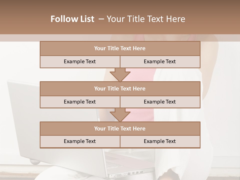 A Pretty Young Woman Sitting On Wooden Floor With Laptop And Mobile Phone PowerPoint Template