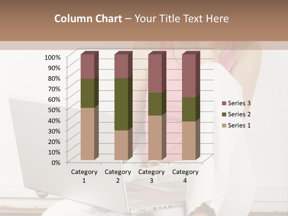 A Pretty Young Woman Sitting On Wooden Floor With Laptop And Mobile Phone PowerPoint Template