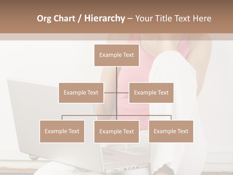 A Pretty Young Woman Sitting On Wooden Floor With Laptop And Mobile Phone PowerPoint Template