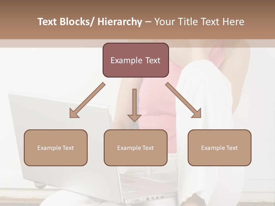 A Pretty Young Woman Sitting On Wooden Floor With Laptop And Mobile Phone PowerPoint Template