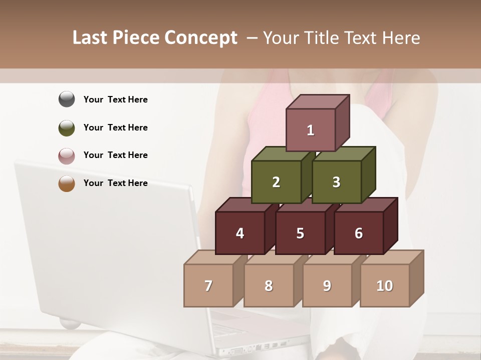 A Pretty Young Woman Sitting On Wooden Floor With Laptop And Mobile Phone PowerPoint Template