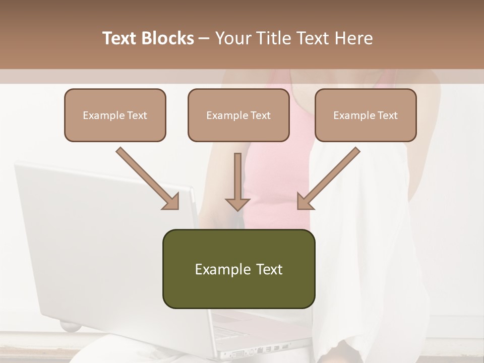 A Pretty Young Woman Sitting On Wooden Floor With Laptop And Mobile Phone PowerPoint Template