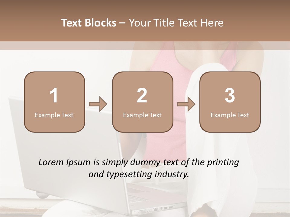 A Pretty Young Woman Sitting On Wooden Floor With Laptop And Mobile Phone PowerPoint Template