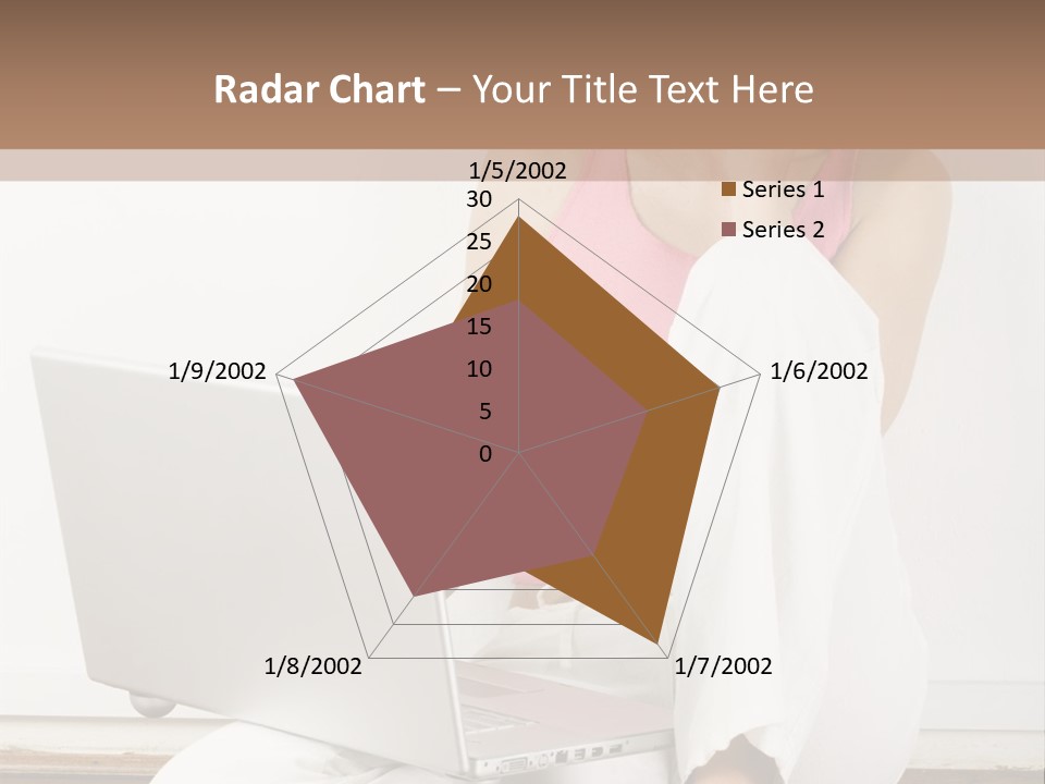 A Pretty Young Woman Sitting On Wooden Floor With Laptop And Mobile Phone PowerPoint Template