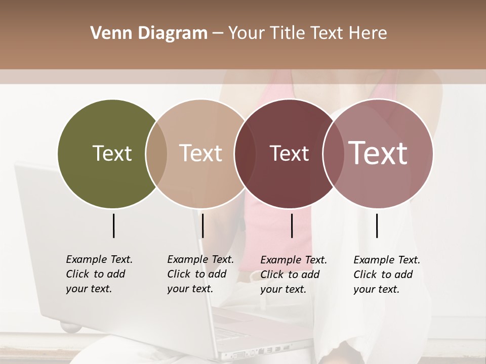 A Pretty Young Woman Sitting On Wooden Floor With Laptop And Mobile Phone PowerPoint Template