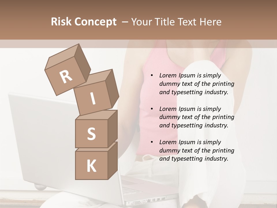 A Pretty Young Woman Sitting On Wooden Floor With Laptop And Mobile Phone PowerPoint Template