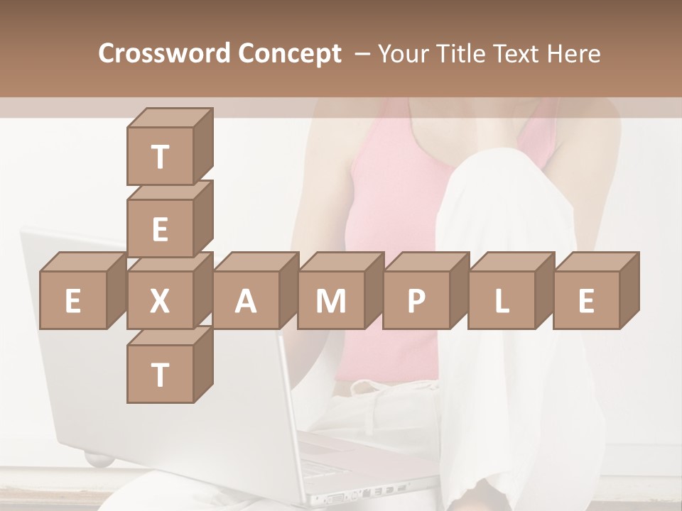 A Pretty Young Woman Sitting On Wooden Floor With Laptop And Mobile Phone PowerPoint Template