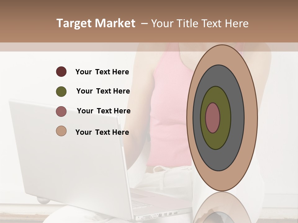 A Pretty Young Woman Sitting On Wooden Floor With Laptop And Mobile Phone PowerPoint Template