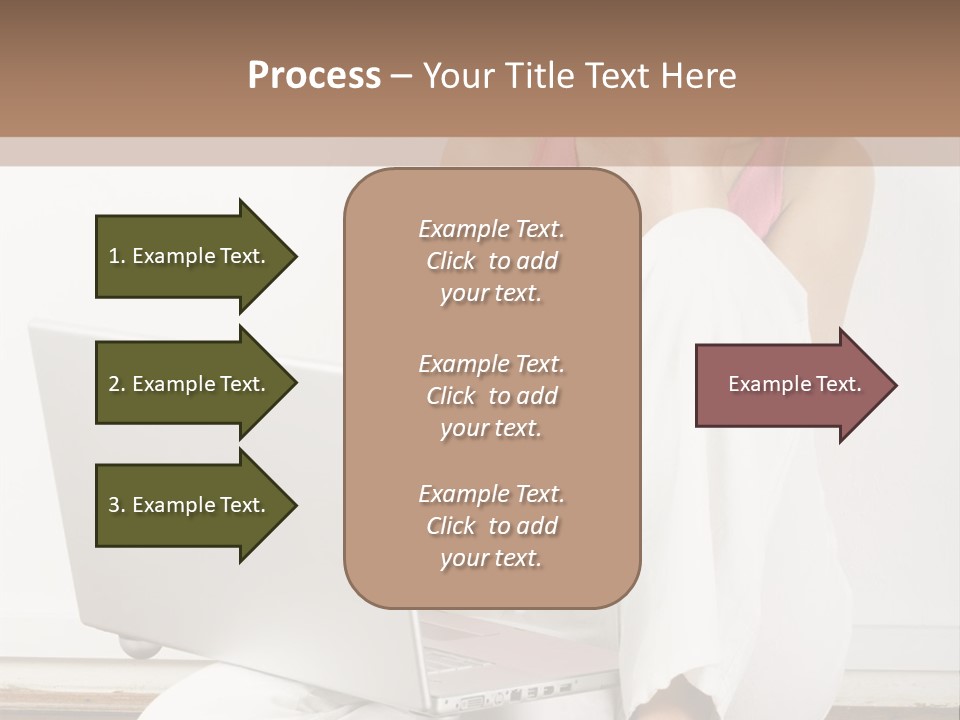 A Pretty Young Woman Sitting On Wooden Floor With Laptop And Mobile Phone PowerPoint Template